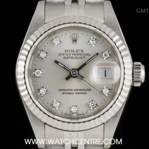 Rolex Stainless Steel Silver Diamond Dial DatejustLadies 69174 738917
