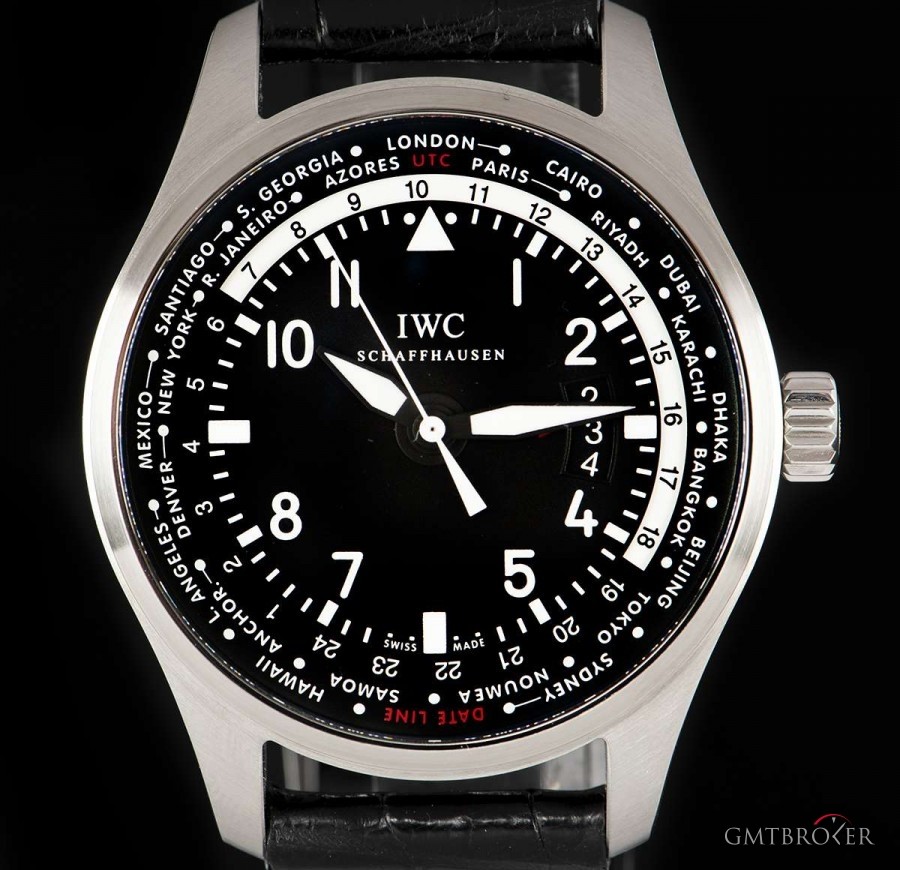 IWC Pilots World Timer Gents Stainless Steel Black Dia IW326201 838366
