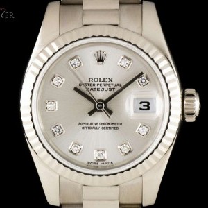 Rolex Datejust Ladies 18k White Gold Silver Diamond Dial 179179 769031