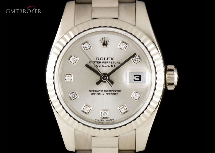 Rolex Datejust Ladies 18k White Gold Silver Diamond Dial 179179 769031