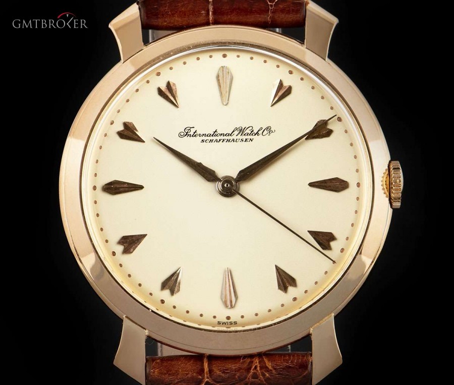IWC Vintage Gents Wristwatch 18k Rose Gold Silver Dagg nessuna 817931