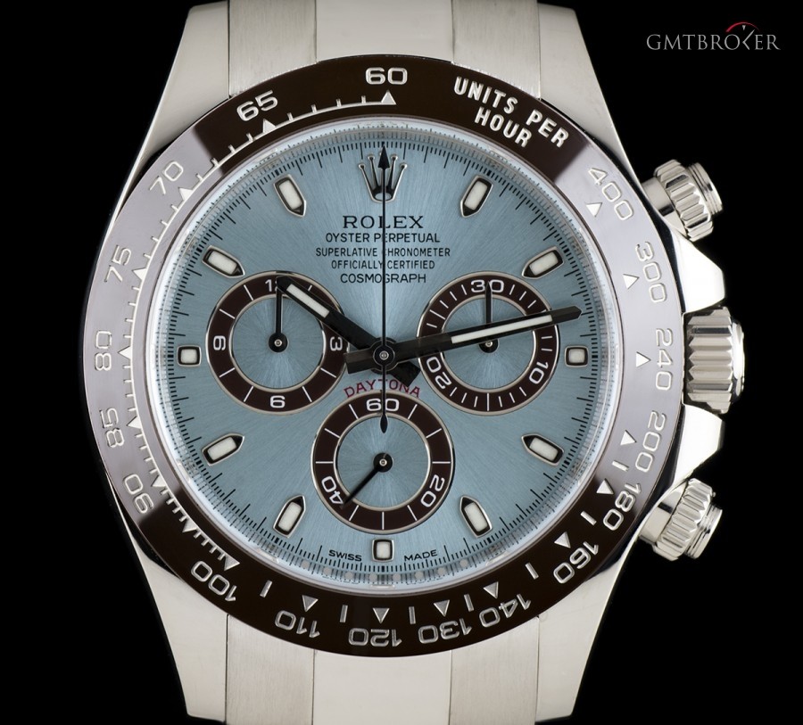 Rolex Daytona Platinum Ice Blue Dial Brown Ceramic Bezel 116506 830066