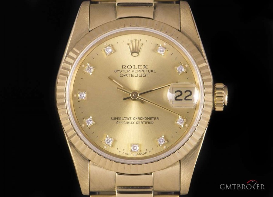 Rolex Datejust 18k Yellow Gold Unisex Champagne Diamond 68278 823271
