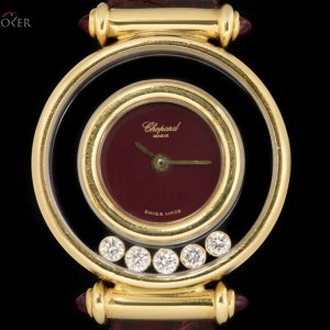 Chopard Happy Diamonds Ladies 18k Yellow Gold Maroon Dial 20/4780-21 828611