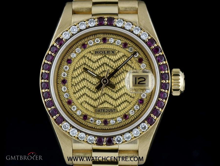 Rolex 18k YG OP Rare Decorated String Dial Ruby  Diamond 69068 610859