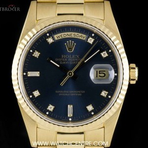 Rolex 18k Yellow Gold OP Blue Diamond Dial Day-Date BP 1 18238 730893