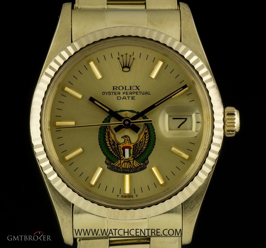 Rolex 14k YG Military UAE Crest Eagle Logo Dial Datejust 15037 418237