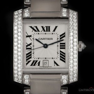 Cartier Large Tank Francaise 18k White Gold Silver Dial Di WE1003SF 837547