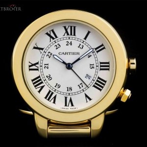 Cartier Ronde Solo De  Travel Clock Gold Plated White Roma W0100067 767172