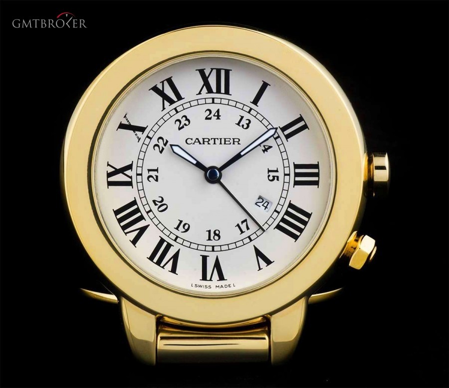 Cartier Ronde Solo De  Travel Clock Gold Plated White Roma W0100067 767172
