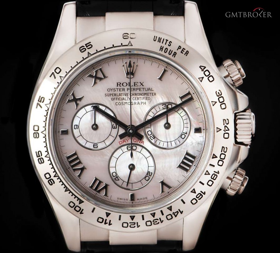 Rolex Cosmograph Daytona Gents 18k White Gold Pink Mothe 116519 835645