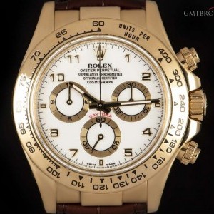 Rolex Cosmograph Daytona Gents 18k Yellow Gold White Dia 116518 827531