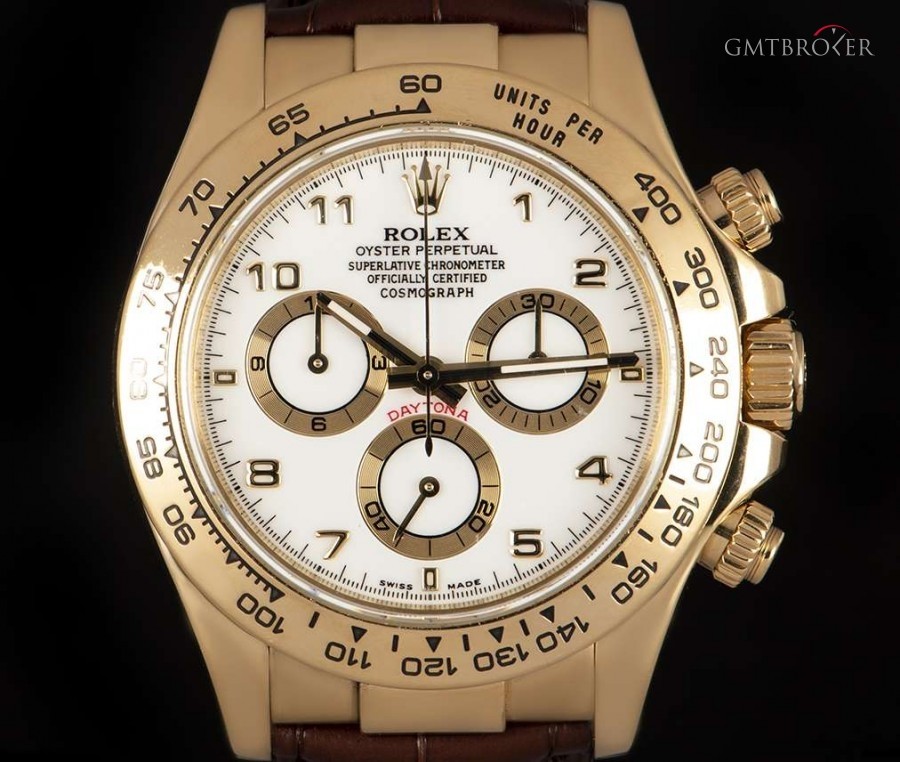 Rolex Cosmograph Daytona Gents 18k Yellow Gold White Dia 116518 827531