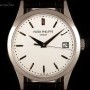 Patek Philippe Calatrava Gents 18k White Gold Silver Opaline Dial