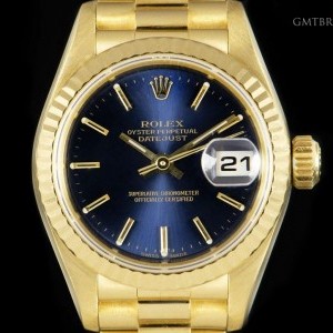 Rolex Datejust Ladies 18k Yellow Gold Blue Dial 79178 79178 836644