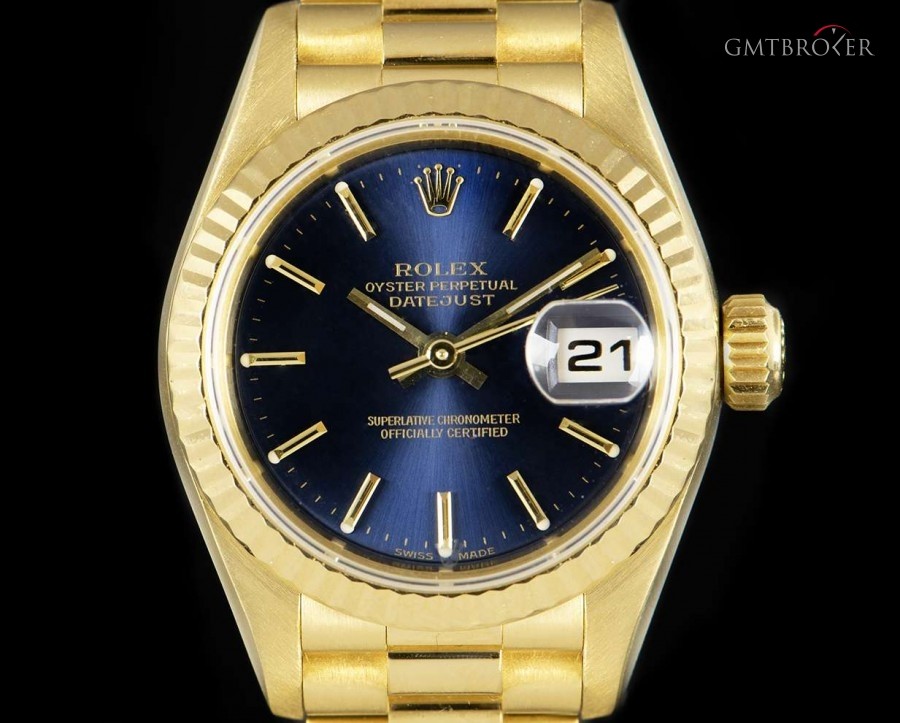 Rolex Datejust Ladies 18k Yellow Gold Blue Dial 79178 79178 836644