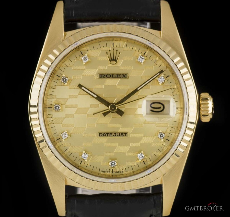 Rolex Datejust 18k Yellow Gold Gents Champagne Chevrolet 16018 806981