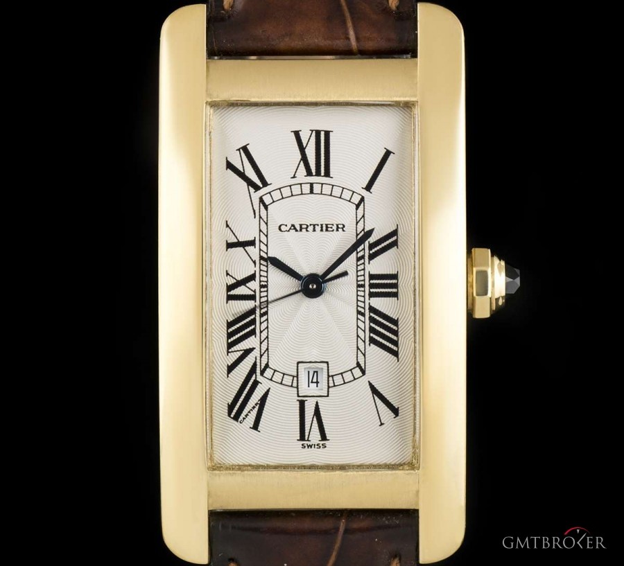 Cartier Tank Americaine Mid-Size 18k Yellow Gold Silver Gu W2603556 794499