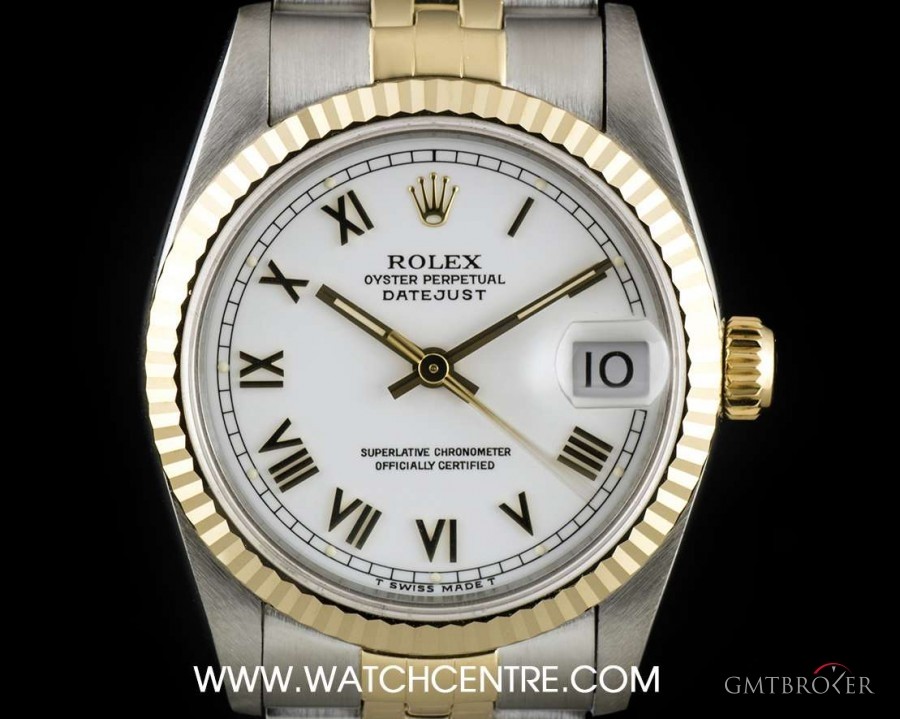 Rolex Steel  Gold White Roman Dial Datejust Mid-Size BP 68273 748205