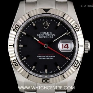Rolex Stainless Steel Black Dial Turn-O-Graph Datejust 1 116264 739645
