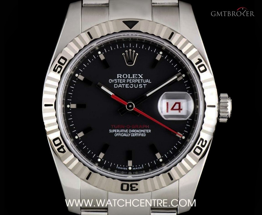 Rolex Stainless Steel Black Dial Turn-O-Graph Datejust 1 116264 739645
