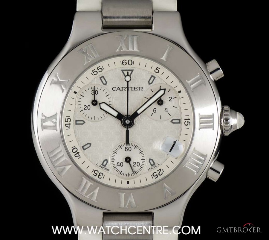 Cartier Stainless Steel Silver Dial Chronoscaph 21 Gents W nessuna 740999