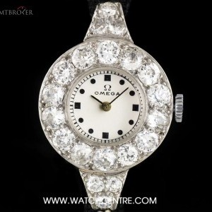 Omega Platinum Diamond Set Vintage Ladies Wristwatch nessuna 757151