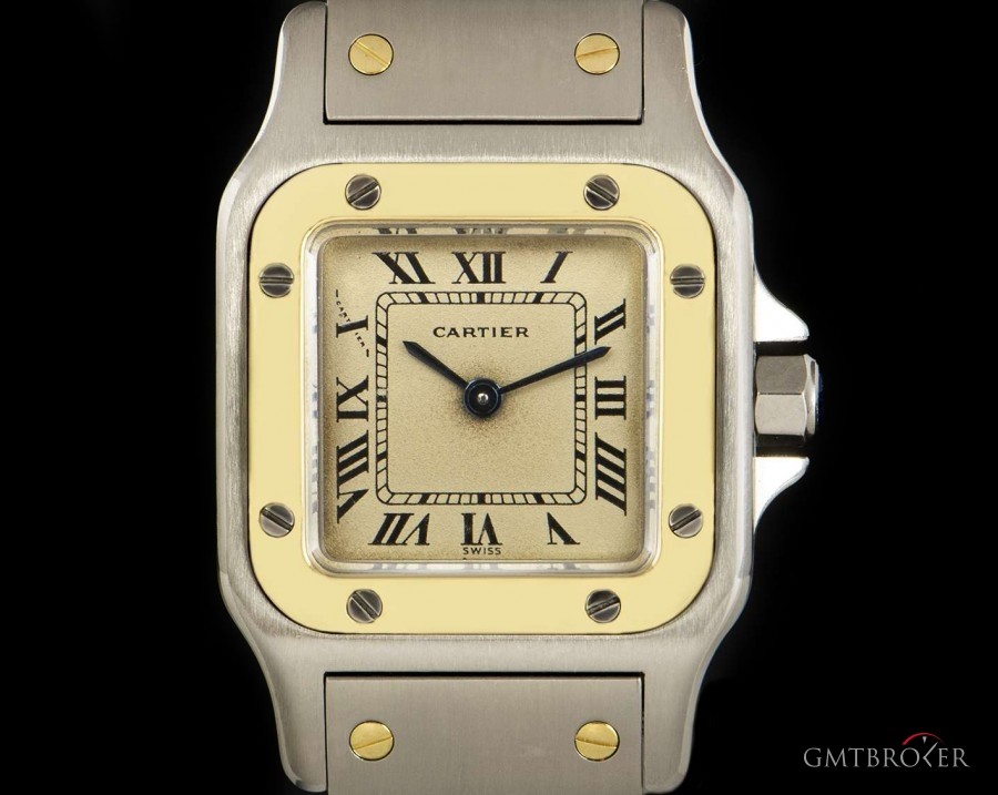 Cartier Santos Galbe Ladies Stainless Steel  18k Yellow Go W20012C4 845071