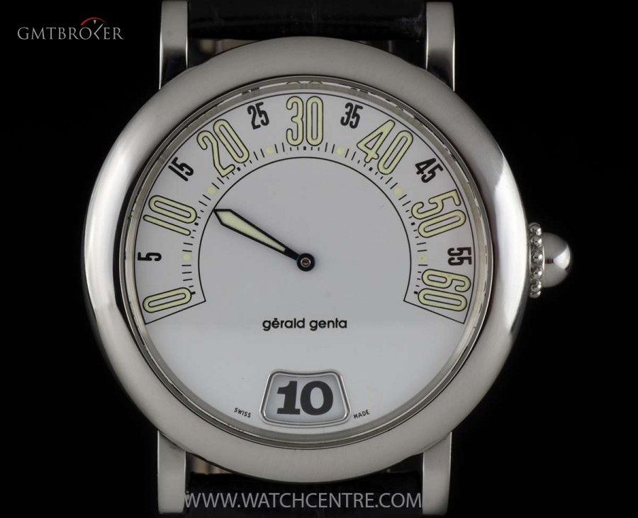 Gerald Genta Stainless Steel White Dial Retrograde Jump H G3674 601751