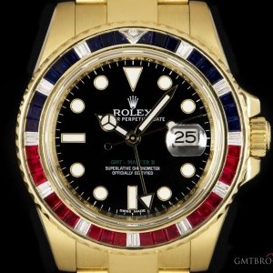 Rolex Rare GMT-Master II 18k Yellow Gold Black Dial Diam 116748SARU 848792