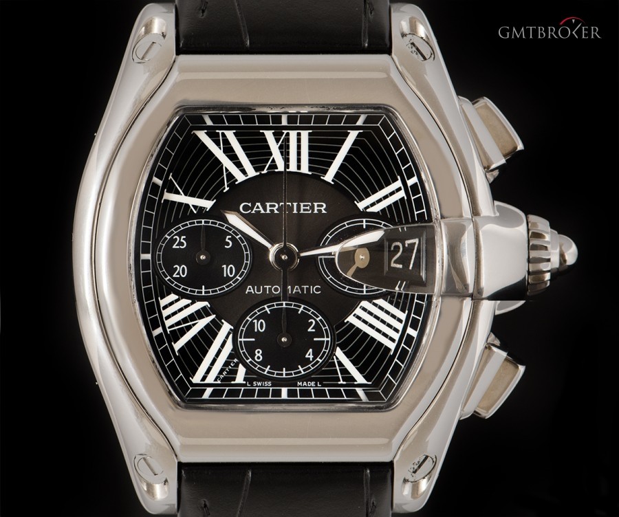 Cartier Roadster Chronograph Stainless Steel Gents Black D W62020X6 824303