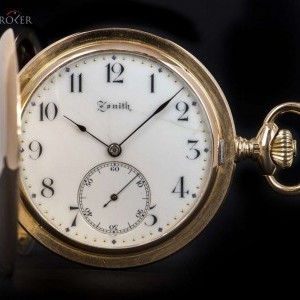 Zenith Full Hunter Pocket Watch 18k Rose Gold White Ename nessuna 834676