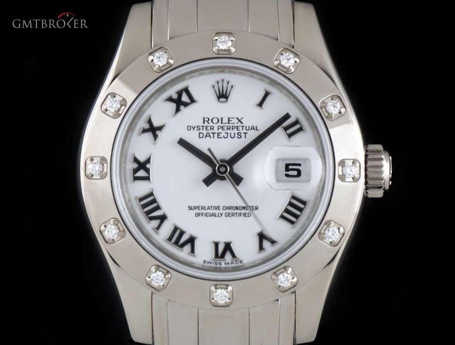 Rolex Pearlmaster Datejust Ladies 18k White Gold White D 80319 790352
