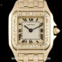 Cartier 18k Yellow Gold Cream Roman Dial Diamond Bezel Pan