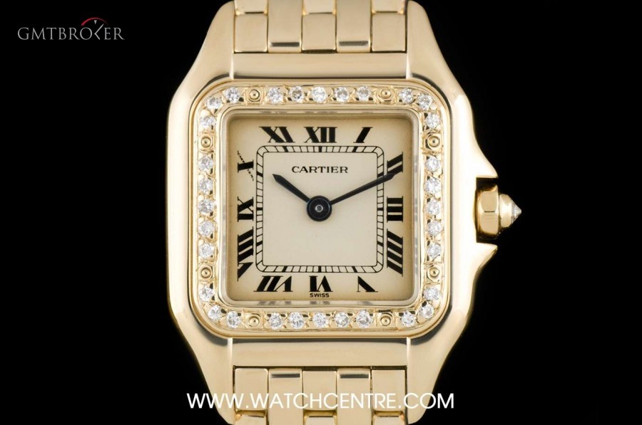 Cartier 18k Yellow Gold Cream Roman Dial Diamond Bezel Pan nessuna 759229