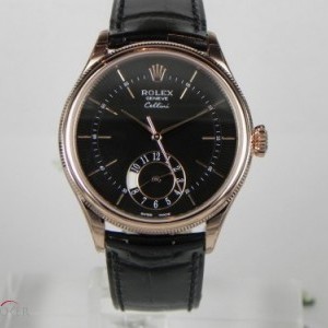 Rolex CELLINI DUAL TIME ROSE GOLD BLACK DIAL 50525-0007 80251
