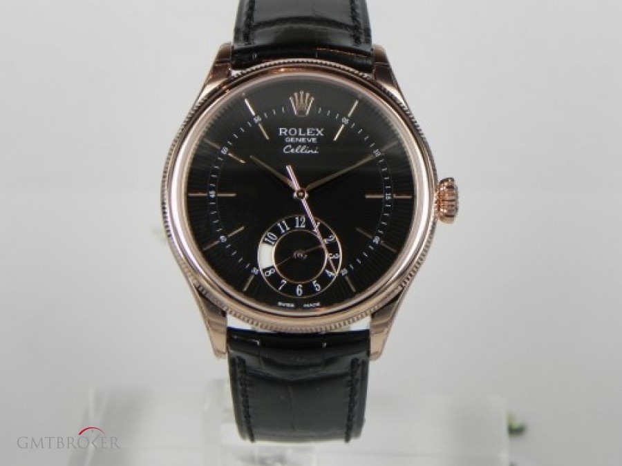Rolex CELLINI DUAL TIME ROSE GOLD BLACK DIAL 50525-0007 80251