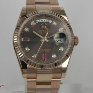 Rolex DAY DATE ROSE GOLD CHOCOLATE DIAL WITH DIAMOND 118235F 3761