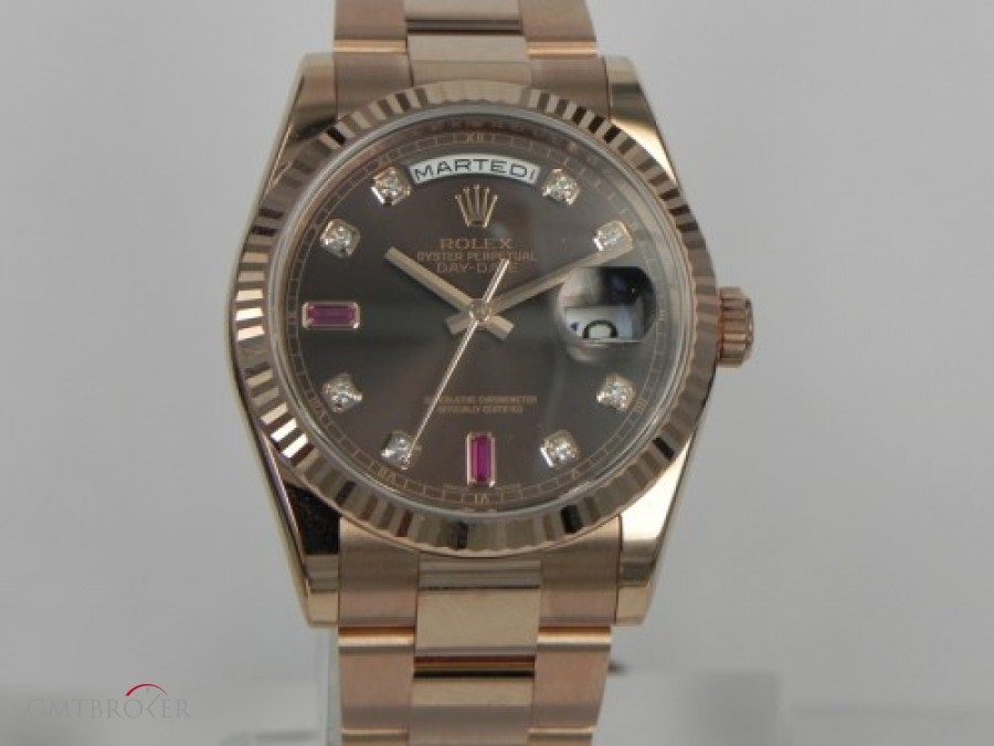 Rolex DAY DATE ROSE GOLD CHOCOLATE DIAL WITH DIAMOND 118235F 3761
