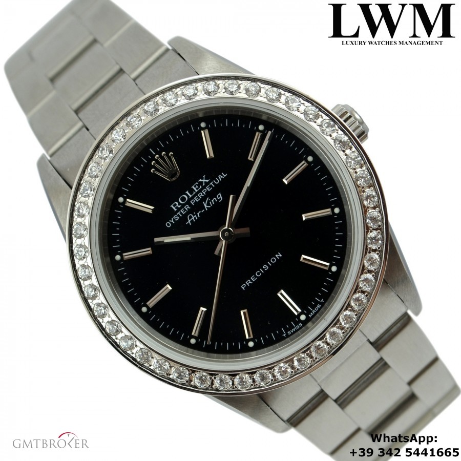 Rolex Air King 14000 black dial diamonds bezel 14000 871922