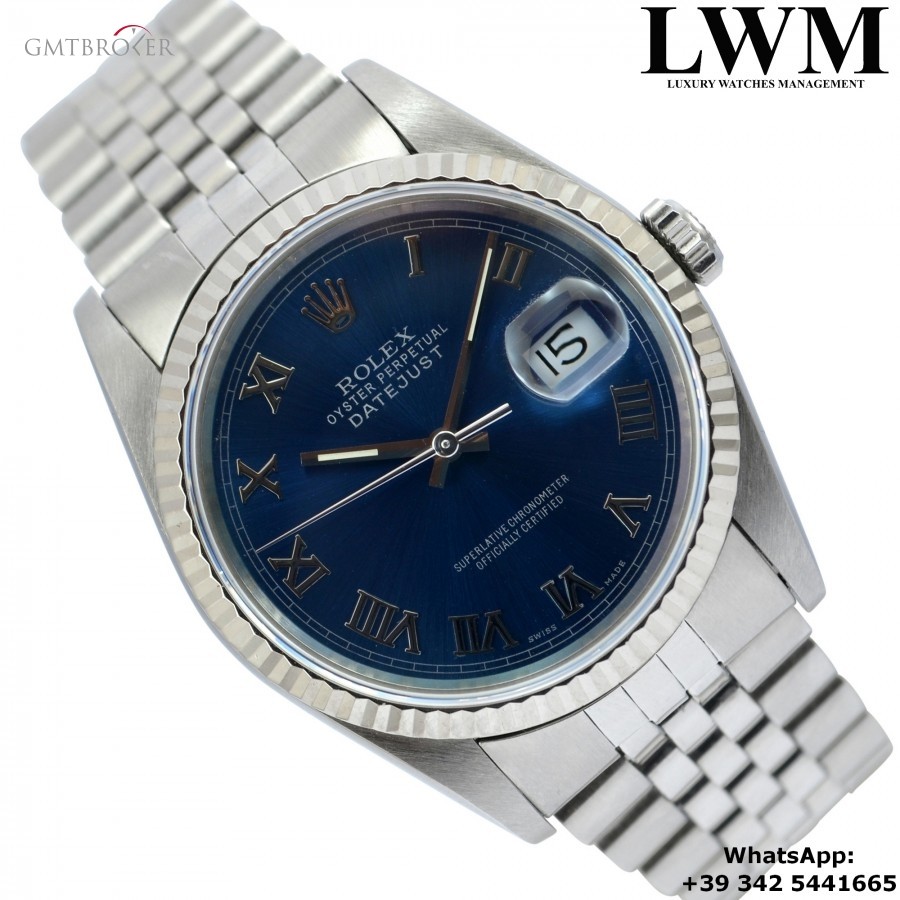 Rolex Datejust 16234 blue roman dial Full Set 16234 858794