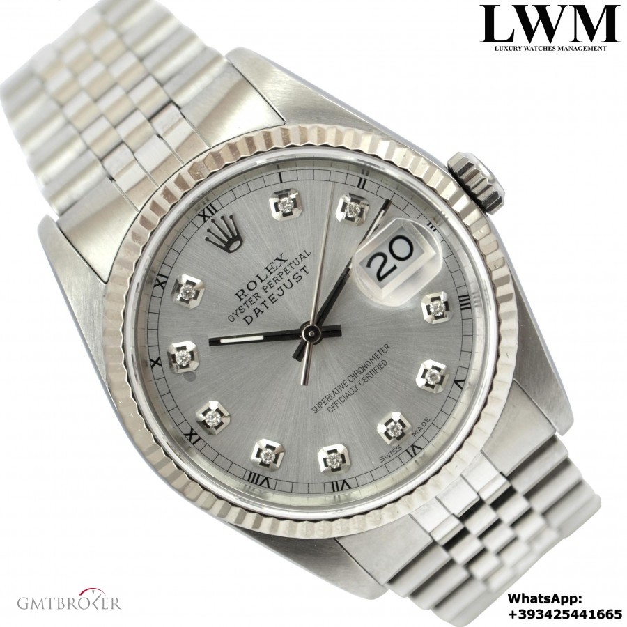 Rolex Datejust 16234 silver diamond dial Full Se 16234 838894