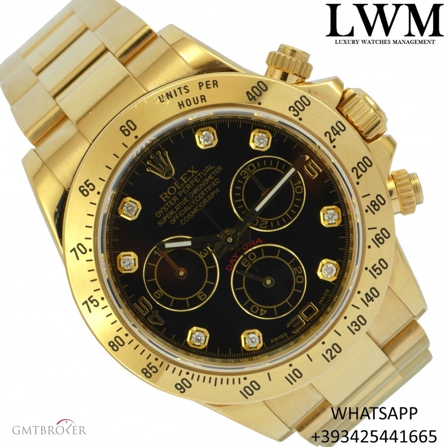 Rolex Daytona 116528 yellow gold black diamond di 116528 824546