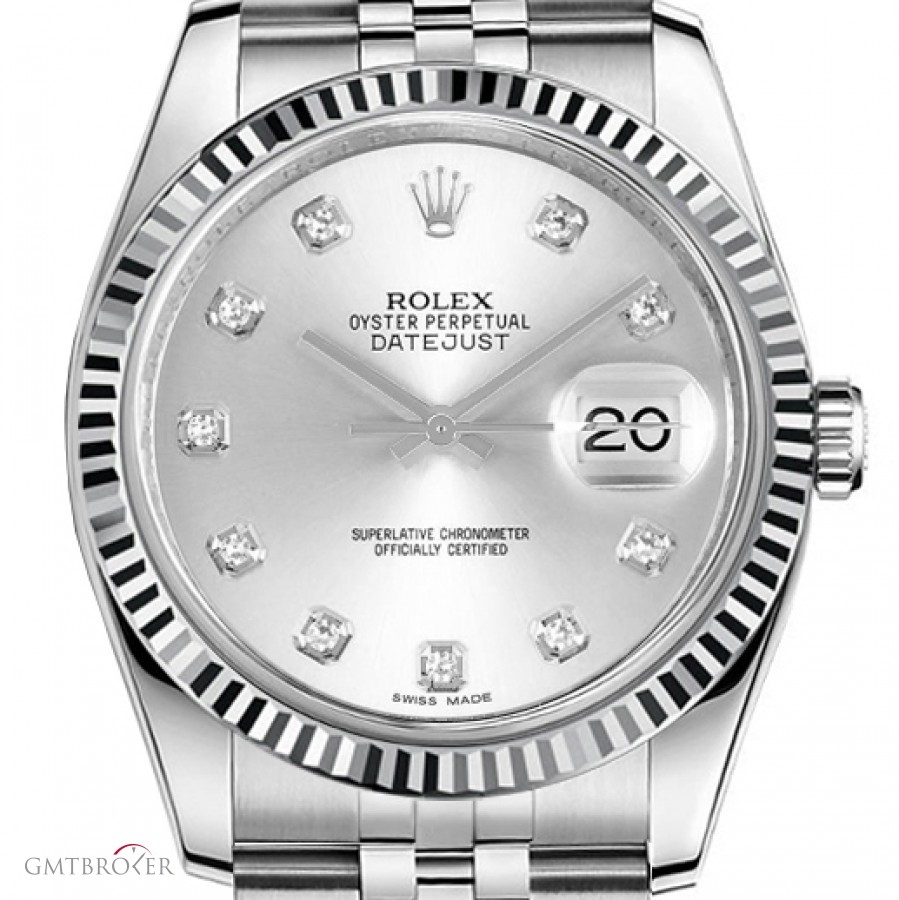 Rolex Datejust 116234 silver diamonds dial Full Set NOS 116234 743327