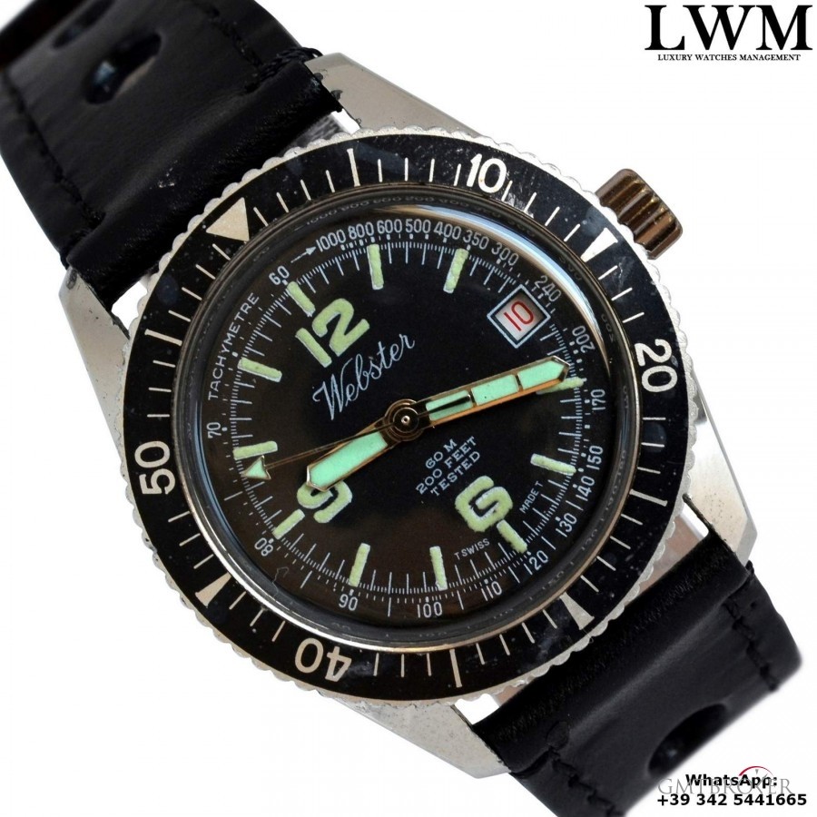 Anonimo WEBSTER    Diver vintage Date 200 feet 1970 nessuna 896345