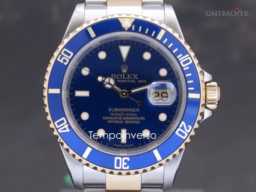 Rolex Date classic steel  gold blue dial full set 16613FSeries 897494