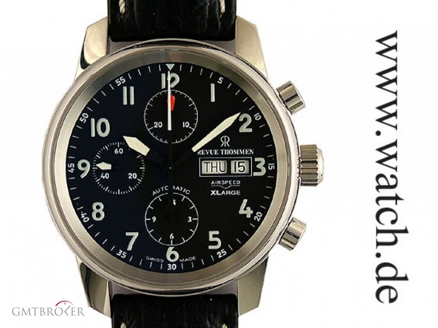 Revue Thommen Airspeed X Large Day Date Stahl Automatik Chronogr 16051.6537 104275