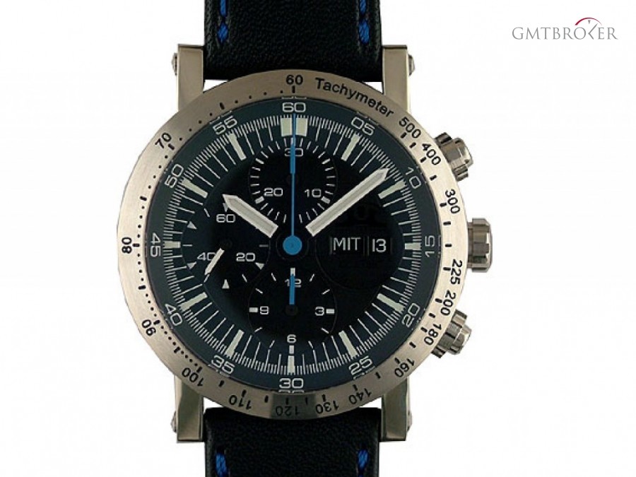 Temption Classic Chronograph Day Date Black Blue 43mm Neu nessuna 117149